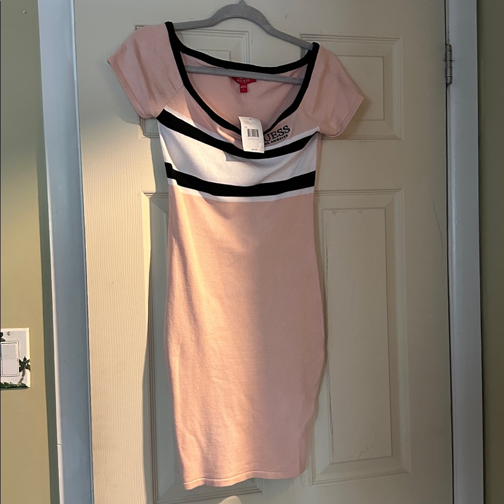 Guess Women's Pink and Black Mini Dress
